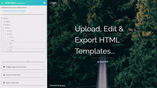 Upload And Create Editable HTML Webpage Templates. For Personal Or Commercial Use